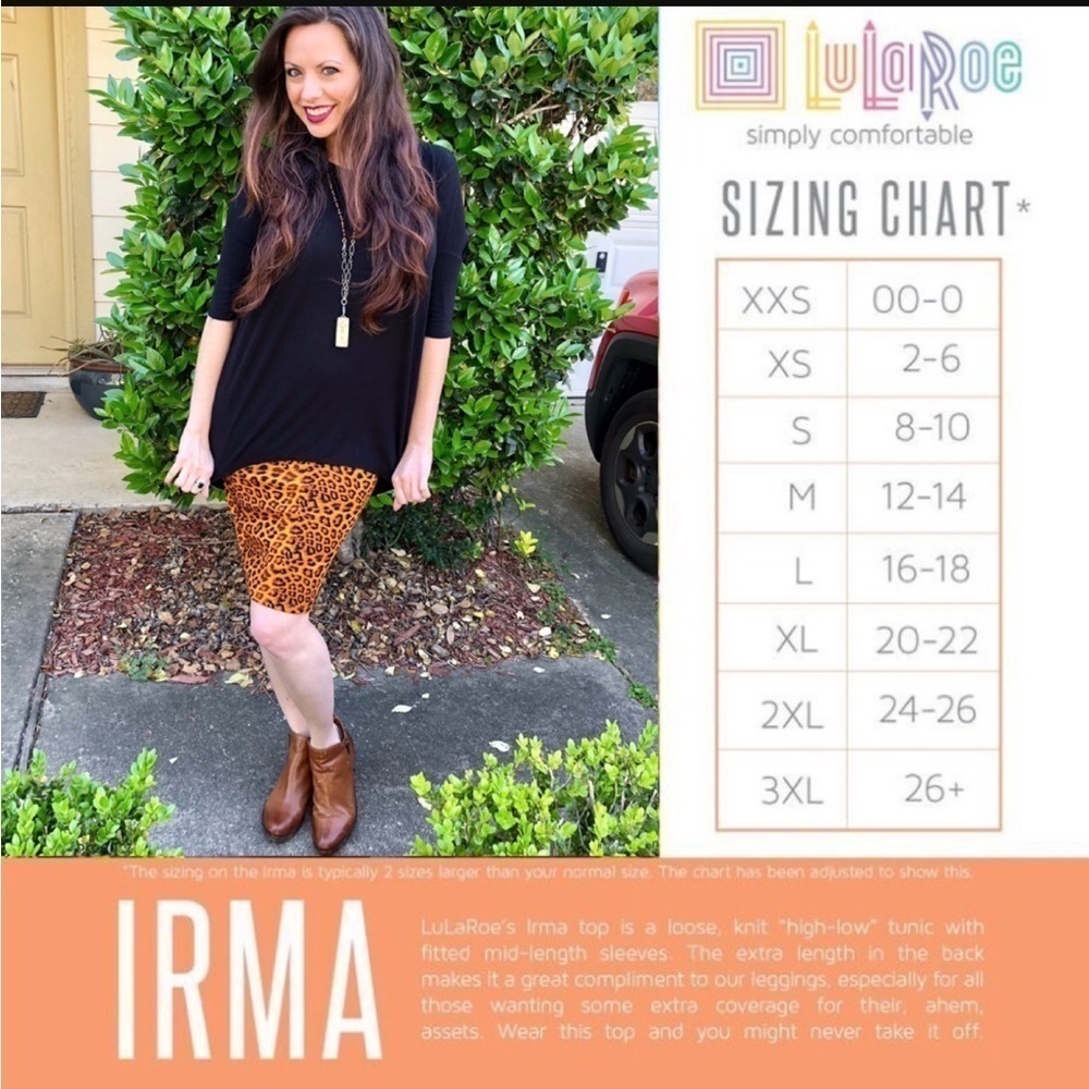 LulaRoe Irma Mid-Sleeve Stretchy High-Low Tunic Top Loose Fit Modest XXS-XS 0-00 - Picture 4 of 14